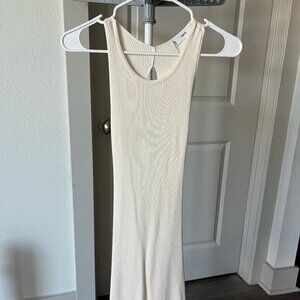Mango Ivory Body Hugging Dress with Open Back, Size S